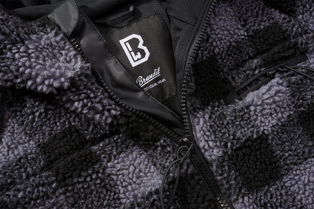 Brandit Hooded Fleece Full Zip Jacket checkers front