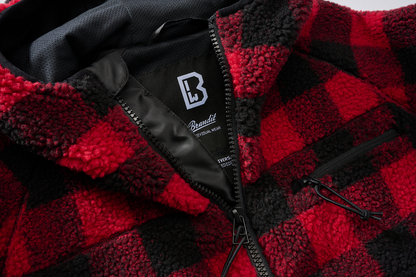 Brandit Hooded Fleece Full Zip Jacket close up checker