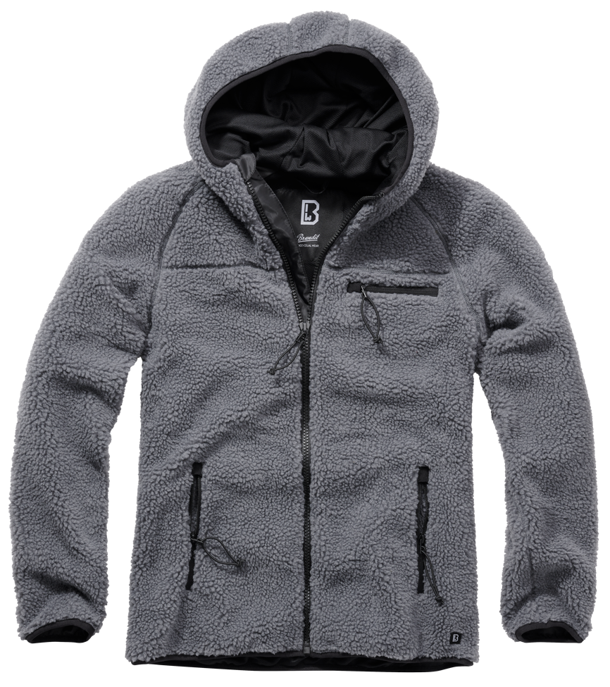 Brandit Hooded Fleece Full Zip Jacket grey