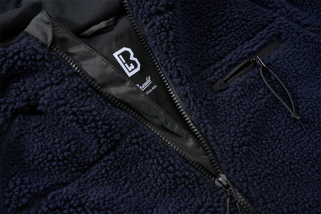 Brandit Hooded Fleece Full Zip Jacket navy close up