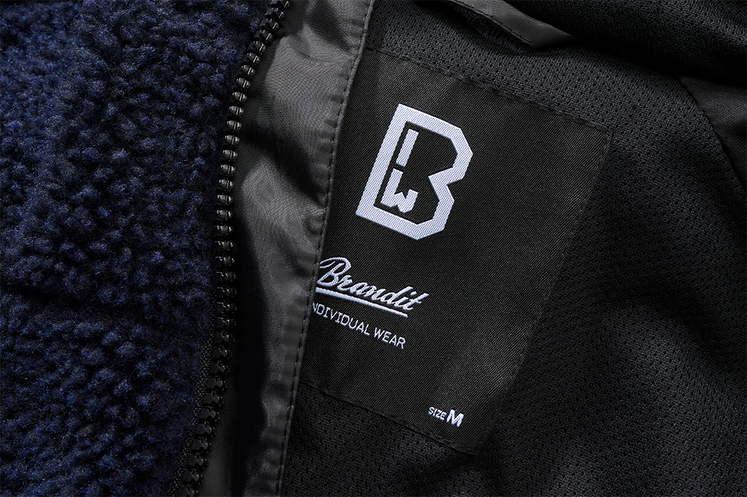 Brandit Hooded Fleece Full Zip Jacket navy inner lining