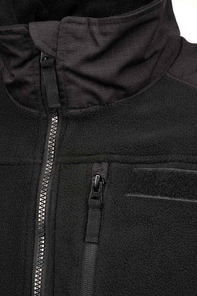 Brandit Ripstop Fleece Jacket black front close up