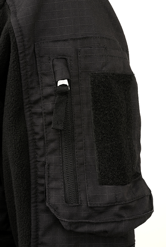 Brandit Ripstop Fleece Jacket close up of sleeve black