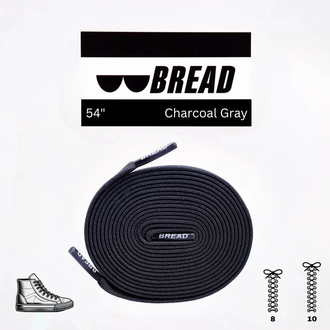 Black shoelace with 'BREAD' branding on a white background