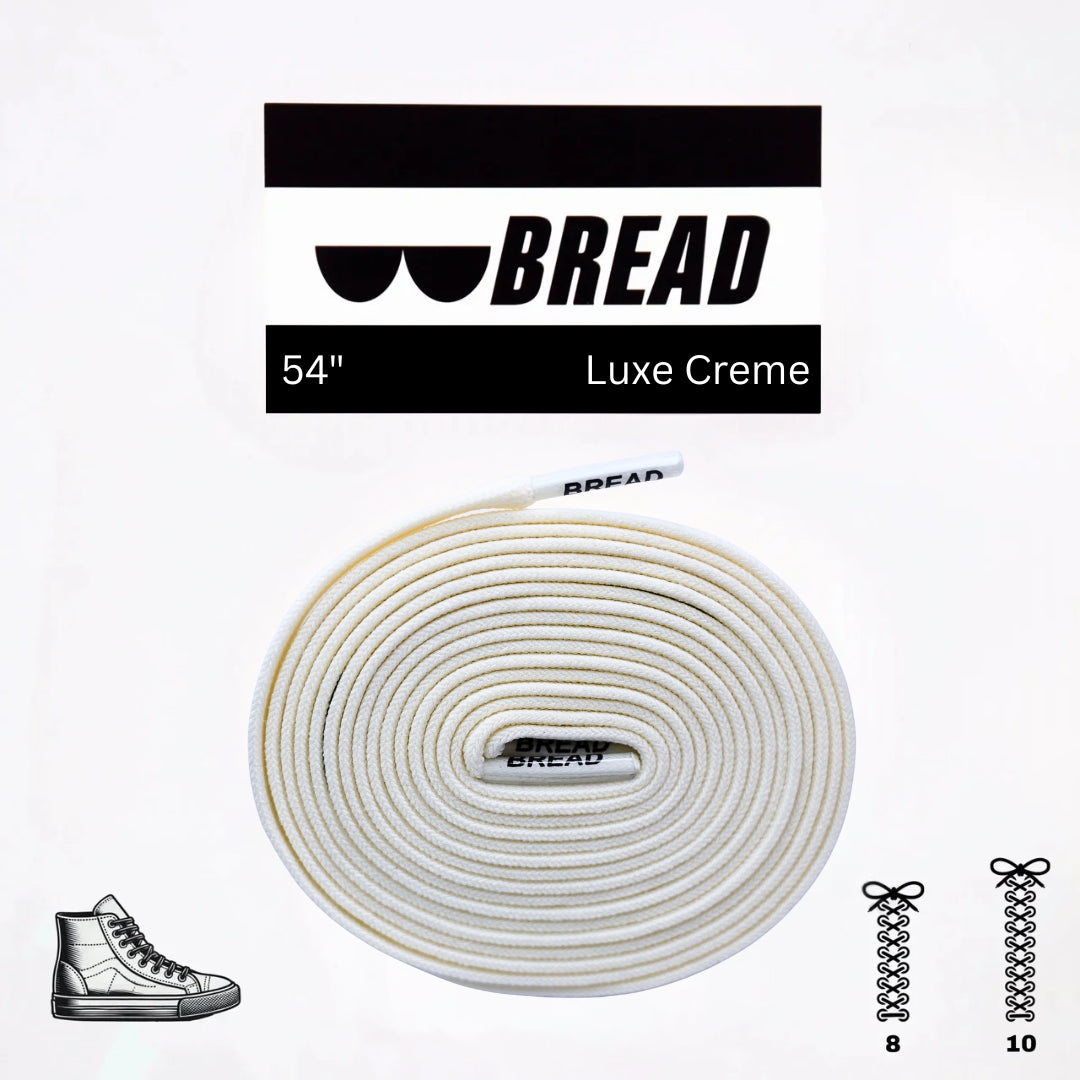 White shoelace with 'BREAD' branding on a white background