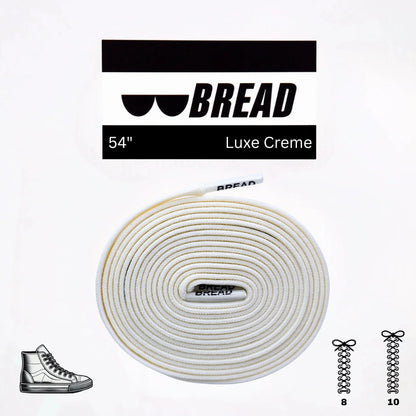 White shoelace with 'BREAD' branding on a white background