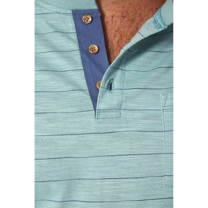 Men's Short Sleeve Henley in Light Blue