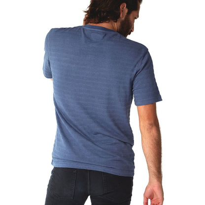 Blue Short Sleeve Striped Axel Henley for Men back view