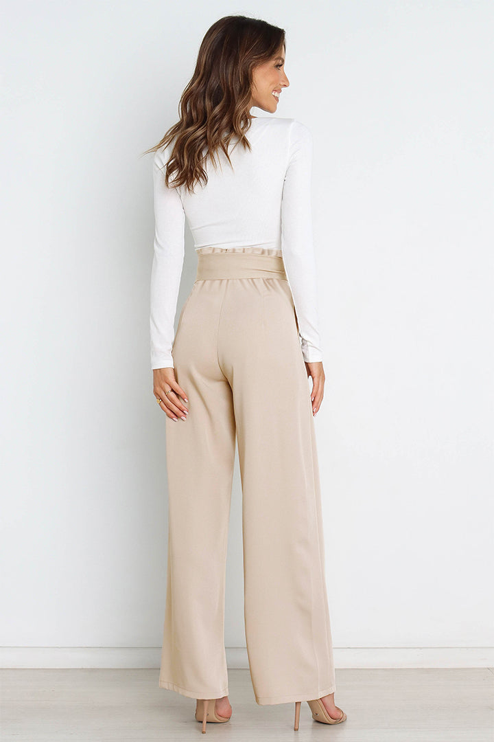 Tie Front Wide Leg Women's Pants khaki