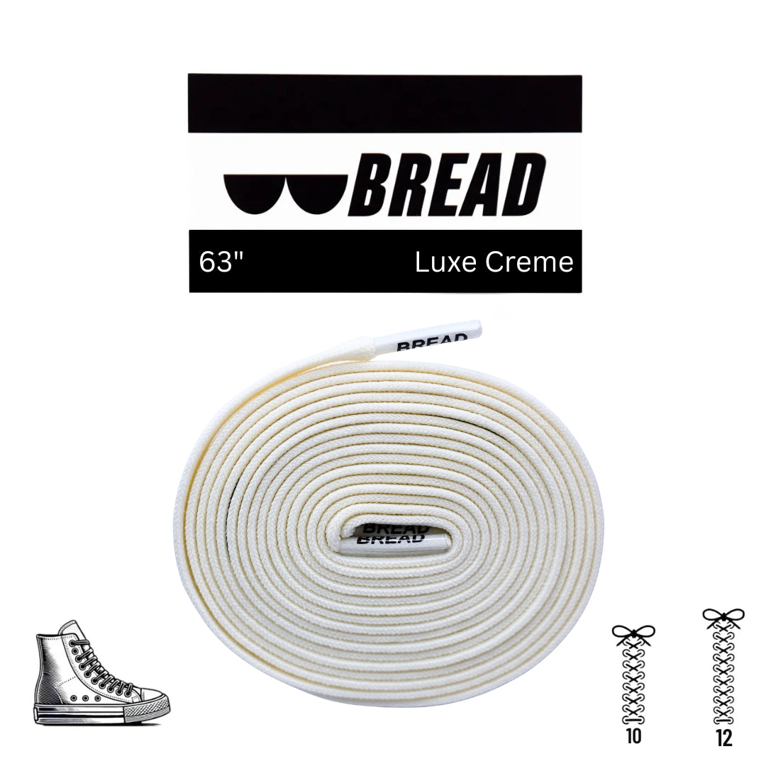White shoelace with 'Bread' branding on a white background