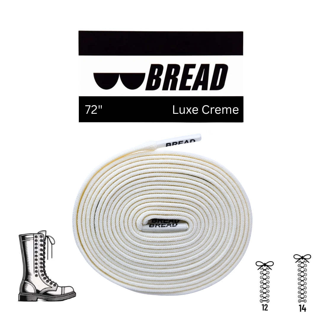 White shoelace with 'BREAD' branding on a white background