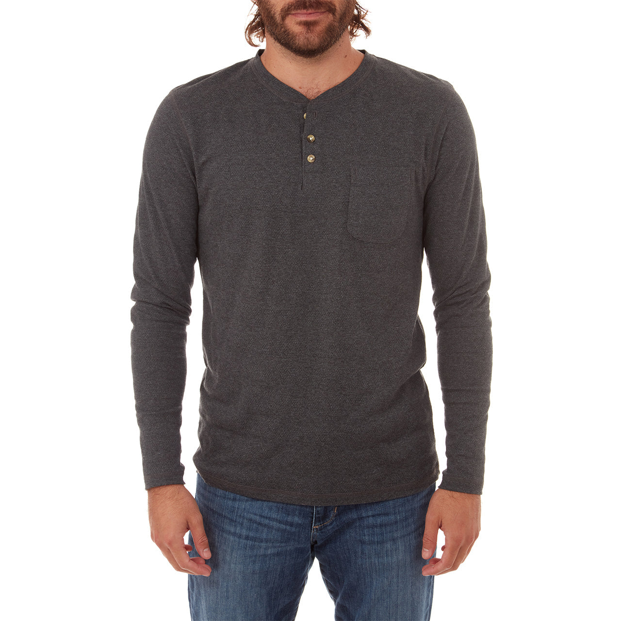 Charcoal Men's Long Sleeve Henley Shirt – Plain Clothing Store