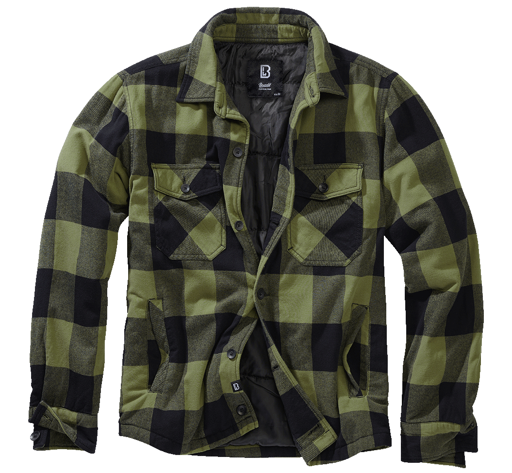 Brandit Flannel Lumber Jacket Quilted olive and black check