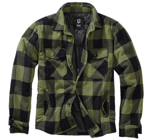 Brandit Flannel Lumber Jacket Quilted olive and black check