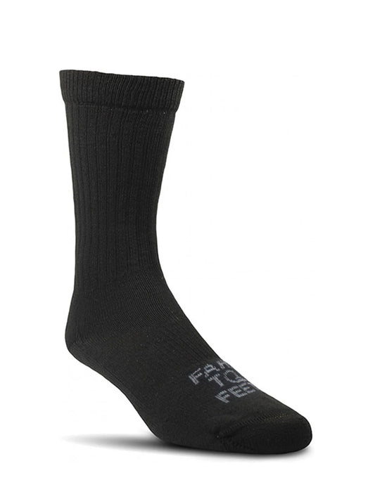 Black sock with brand logo on a white background