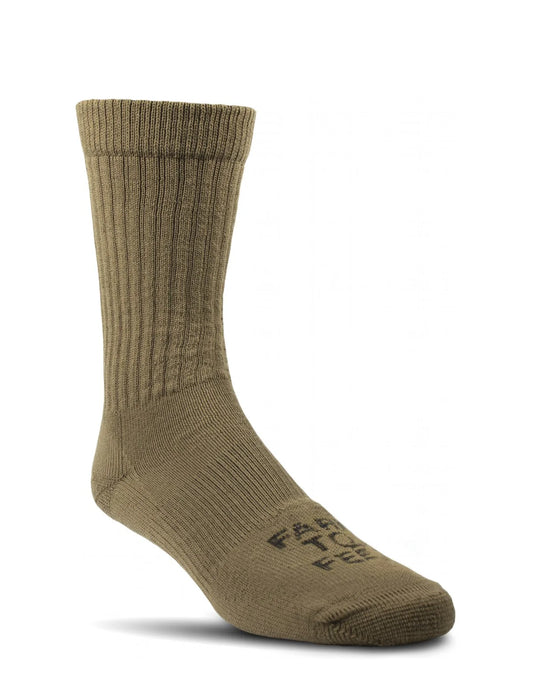 Brown sock with brand logo on a white background