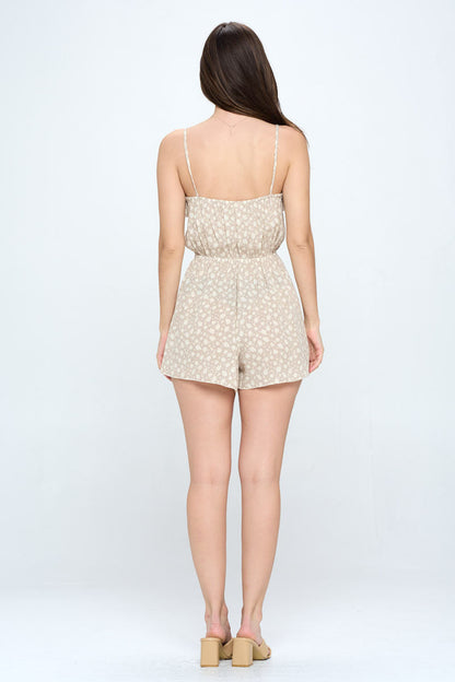 Taupe Floral Spring and Summer Romper back