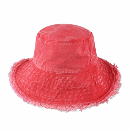 Plain Frayed Bucket Hat