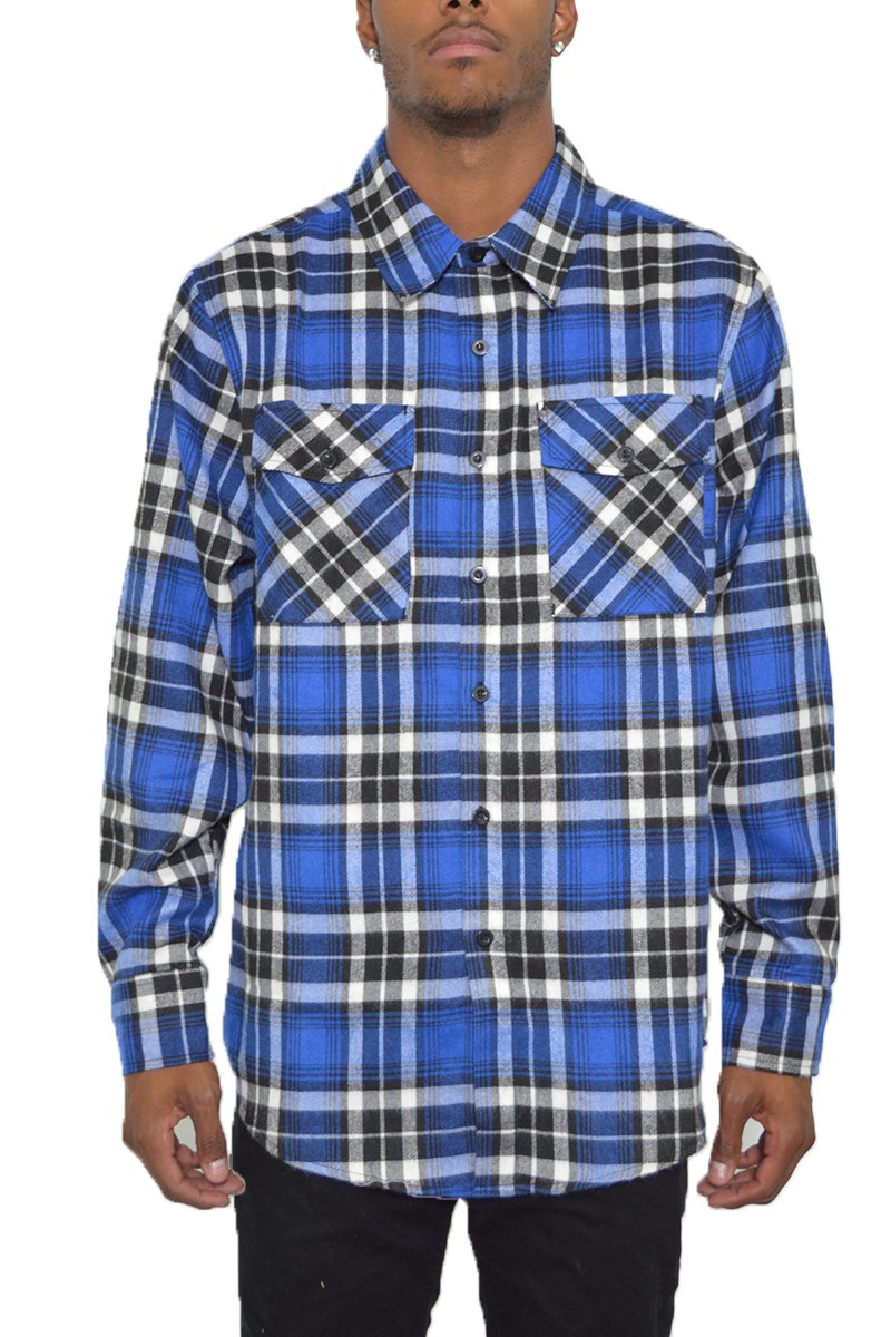 Men's Flannel Button Up Shirt  blue