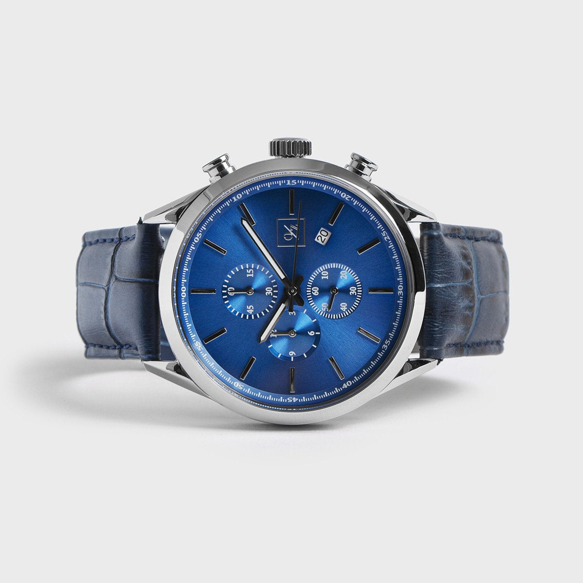 Men's Luxury Chronograph Leather Band Watch blue