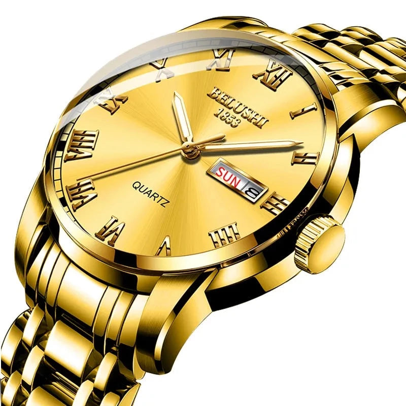 Men's Stainless Steel Business Watch gold