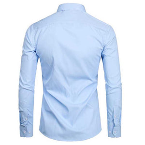 Men's Dress Shirt Button Down blue back