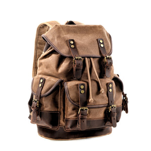 Waterproof Wax Canvas Backpack brown back