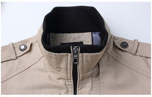 Men's Waterproof Winter Bomber Jacket collar in khaki