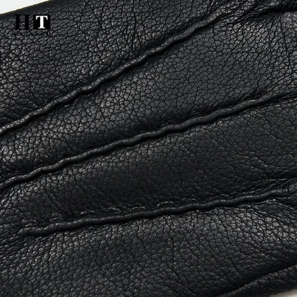 Black Leather and Wool Gloves material 