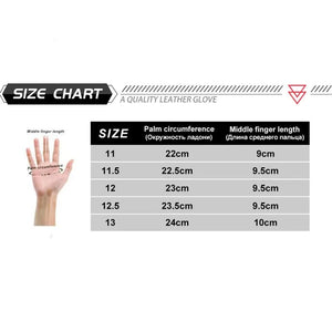 Black Leather and Wool Gloves size chart