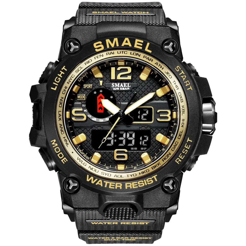 Waterproof Wrist Watch gold and black