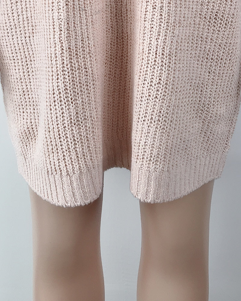 Women's Oversized Turtleneck Sweater close up of waist in pink