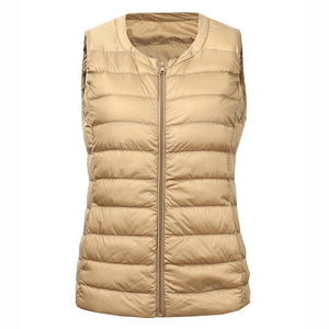 Women's Thick Winter Cotton Padded Vest in camel