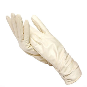 Women's Classy Leather Gloves white