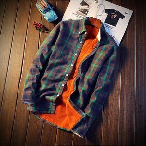 Insulated Flannel Button-Down Shirt green