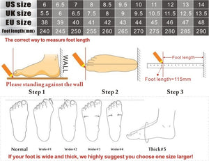 Men's Classic Leather Professional Slip-On size chart if using screen readers please call us