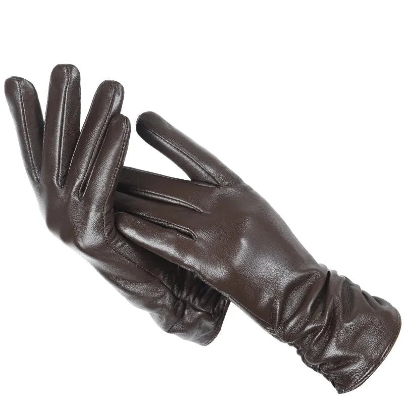 Women's Classy Leather Gloves dark brown