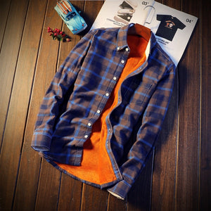 Insulated Flannel Button-Down Shirt blue