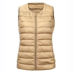 Women's Thick Winter Cotton Padded Vest in champagne 