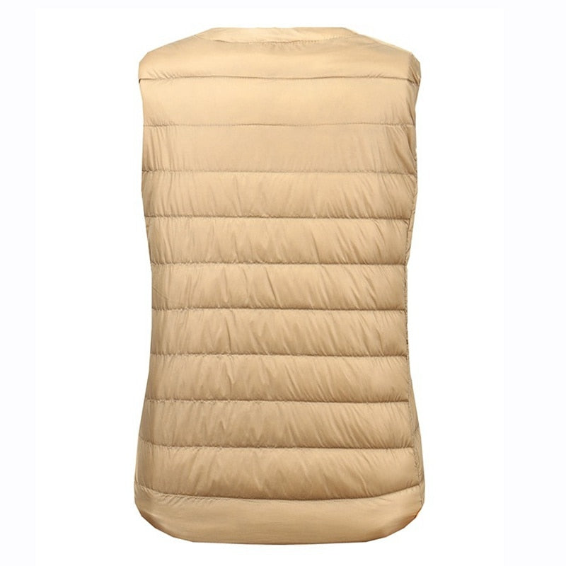 Women's Thick Winter Cotton Padded Vest back of vest in Champaign 
