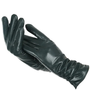 Women's Classy Leather Gloves dark green