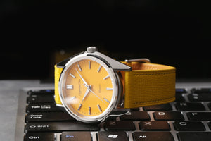 The Formal Leather Watch yellow face and band