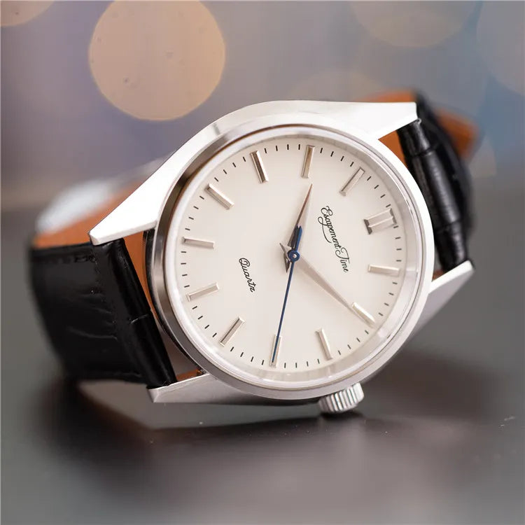 The Formal Leather Watch black band and white face