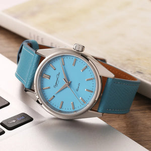 The Formal Leather Watch blue face and band