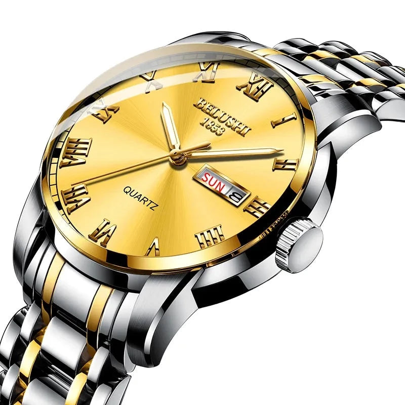 Men's Stainless Steel Business Watch silver and gold