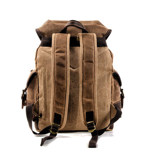 Waterproof Wax Canvas Backpack brown straps