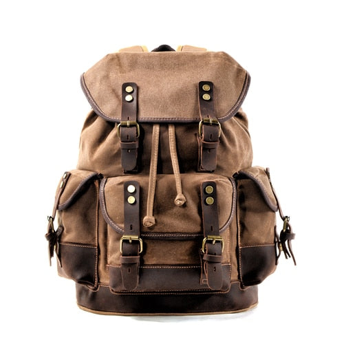 Waterproof Wax Canvas Backpack brown
