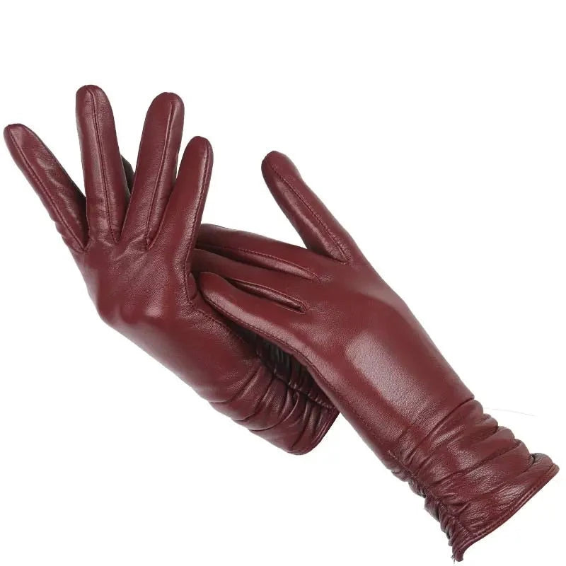 Women's Classy Leather Gloves maroon