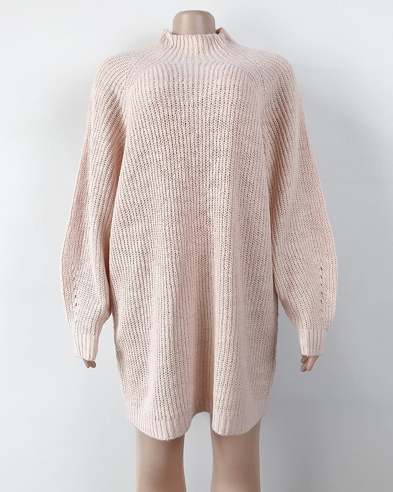 Women's Oversized Turtleneck Sweater pink product only