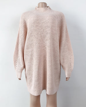 Women's Oversized Turtleneck Sweater pink product only
